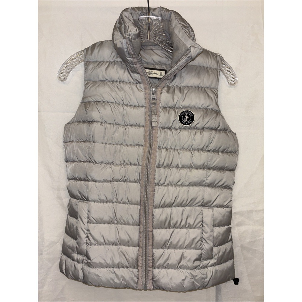 Abercrombie Fitch Thin Quilted Puffer Vest Light Gray XS